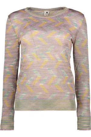 M Missoni Strik, Dame, Flerfarvet, S, Uld, Zig Zag Mønster Crew-Neck Sweater