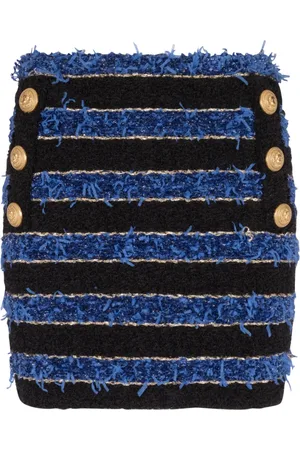 Balmain Nederdel, Dame, Flerfarvet, 2XS, Tweed, Stribet Tweed Nederdel