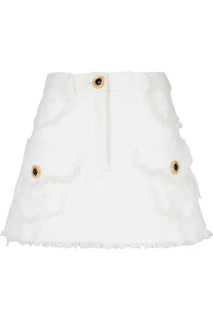 Balmain Nederdel, Dame, Hvid, 2XS, Tweed, Tweed Trapeze Nederdel