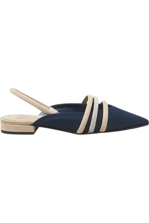 PESERICO SIGN Sko, Dame, Blå, 38 EU, Læder, Ægte læder flade slingbacks