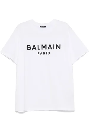 Balmain Top, Herre, Hvid, 2XL, Uld, Stilfuld Monokrom T-shirt