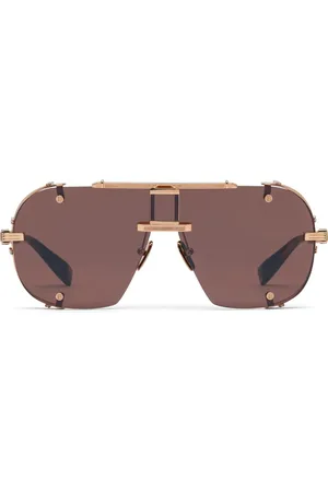 Balmain Tilbehør, Dame, Brun, ONE SIZE, Uld, Rosaguld Brun Swirl Navigator Solbriller