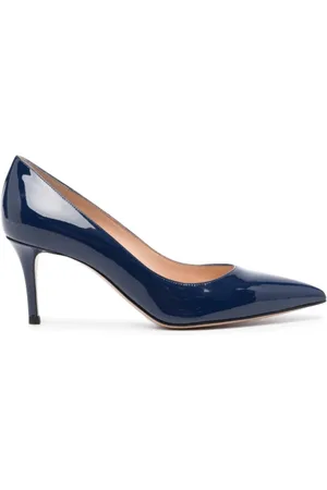 Gianvito Rossi Sko, Dame, Blå, 39 EU, Læder, Navy Patent Pumps