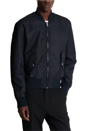 Balmain Jakke, Herre, Blå, L, Satin, Bomberjakke med broderi på ryggen