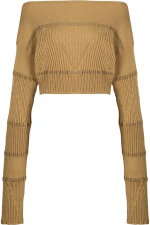 Balmain Strik, Dame, Brun, S, Tyl, Boat Neck Strik Jumper