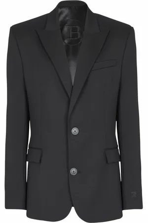 Balmain Jakkesæt, Herre, Sort, XS, Uld, Uld 2-knapsjakke