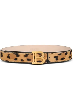 Balmain Tilbehør, Dame, Brun, 90 CM, Læder, B-Bælte i leopardmønstret læder