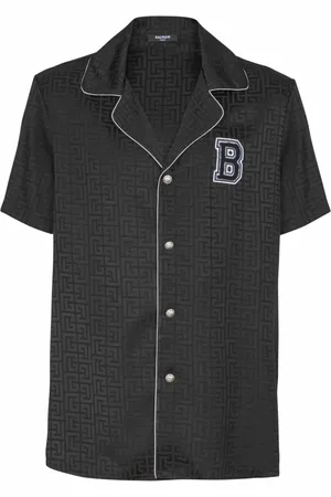 Balmain Skjorte, Herre, Sort, 2XL, Varsity pyjama skjorte