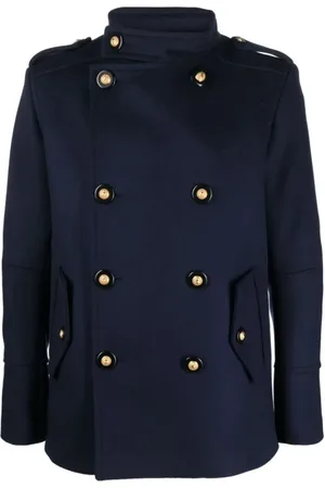 Balmain Frakke, Herre, Blå, XL, Uld, Frakker