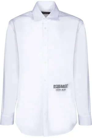 Dsquared2 Skjorte, Herre, Hvid, L, Bomuld, Bomuld Logo Print Skjorte