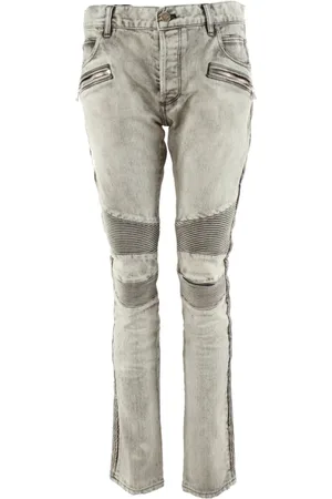 Balmain Jeans, Herre, Grå, W36, Bomuld, Slim Jeans i Grå Bomuldsblanding