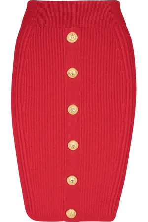 Balmain Nederdel, Dame, Rød, S, Strik blyantnederdel