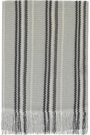 Missoni Tilbehør, Dame, Grå, ONE SIZE, Bomuld, Zig-Zag Frynset Tørklæde