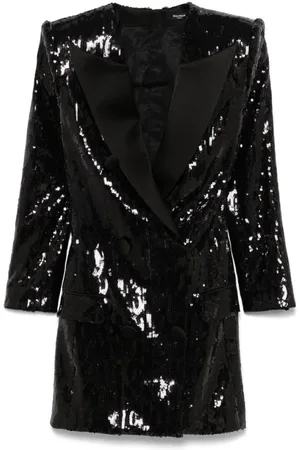 Balmain Kjole, Dame, Sort, M, Uld, Sort Kjole med Lynlås og Lommer