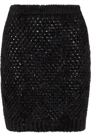 Balmain Nederdel, Dame, Sort, L, Kort Strikket Nederdel