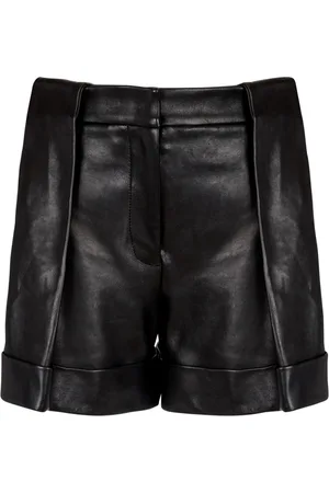 Balmain Shorts, Dame, Sort, XS, Plisserede lammeskindsshorts