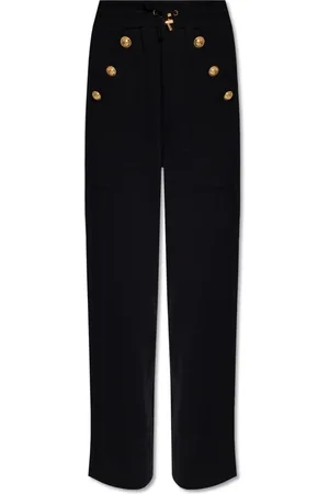 Balmain Bukser, Dame, Sort, M, Bomuld, Højtaljede sweatpants