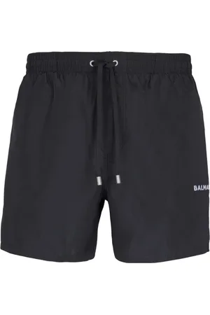 Balmain Badetøj, Herre, Sort, L, Uld, Sorte badeshorts Ss25