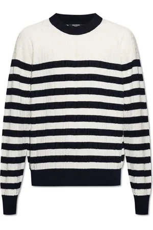 Balmain Strik, Herre, , XL, Uld, Striktrøje med stribet mønster