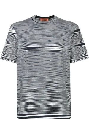 Missoni Top, Herre, Grå, L, Bomuld, Dynamisk Stribet Kortærmet T-Shirt