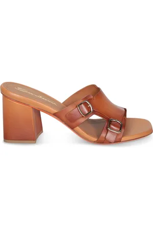 santoni Sko, Dame, Brun, 38 1/2 EU, Læder, Brun spænde hælsandal