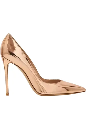 Gianvito Rossi Sko, Dame, Gul, 40 1/2 EU, Læder, Peach Metallic Stiletto Heels
