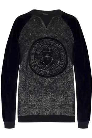 Balmain Sweathshirts & Hoodies, Dame, Sort, M, Uld, Sort sweatshirt med lange ærmer