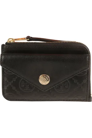 Tory Burch Tilbehør, Dame, Sort, ONE SIZE, Læder, Sort Læder Monogram Kortholder Pung