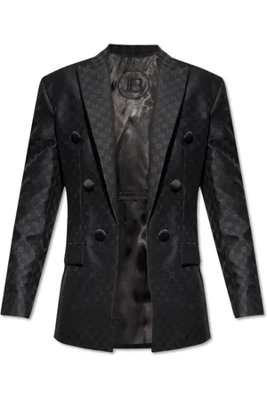 Balmain Jakke, Herre, Sort, L, Uld, Monogrammeret blazer