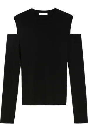 Balmain Strik, Dame, Sort, L, Uld, Stilfuld Sweater Cup-Out .Vik