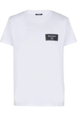 Balmain Top, Herre, Hvid, M, Bomuld, T-shirt med Couture label