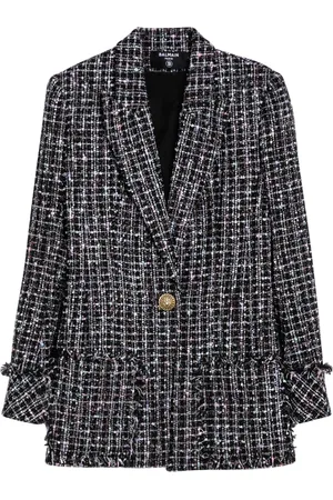 Balmain Jakke, Dame, Grå, M, Enkeltknappet Jakke