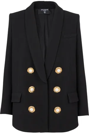 Balmain Jakke, Dame, Sort, XS, Uld, Crepe jakke med sjalskrave