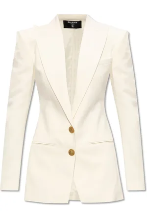 Balmain Jakke, Dame, Hvid, XS, Uld, Enkeltknap blazer