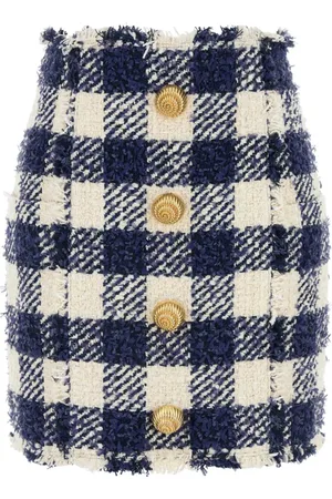 Balmain Nederdel, Dame, Flerfarvet, XS, Tweed, Chic Broderet Tweed Mini Nederdel
