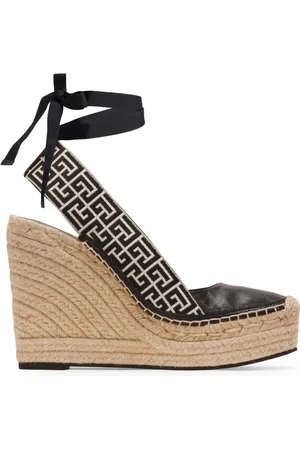 Balmain Sko, Dame, Sort, 37 EU, Læder, Alex monogram jacquard og læder espadriller