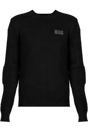 Les Hommes Sweathshirts & Hoodies, Herre, Sort, M, Bomuld, Enkel Rund Hals Sweater
