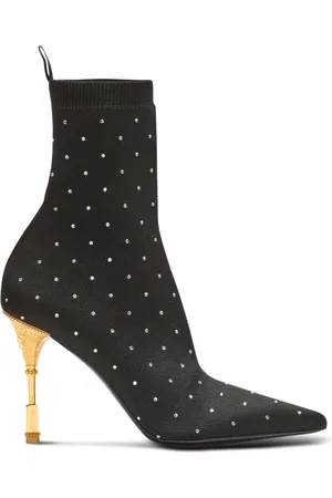Balmain Sko, Dame, Sort, 36 EU, Læder, Moneta Technical Knit Ankelstøvler