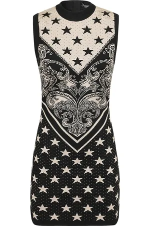Balmain Kjole, Dame, Sort, XS, Paisley Stars Strik Kort Kjole
