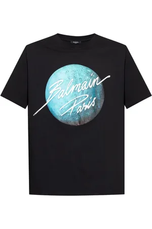 Balmain Top, Herre, Sort, L, Sort Grafisk Logo T-shirt