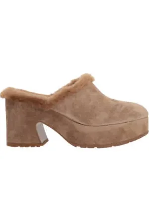 Gianvito Rossi Sko, Dame, Brun, 39 EU, Brun Ruskind Shearling Platform Sandaler