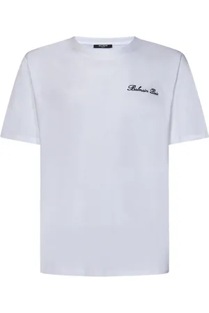 Balmain Top, Herre, Hvid, S, Bomuld, Hvid T-shirt med ikonisk logo broderi