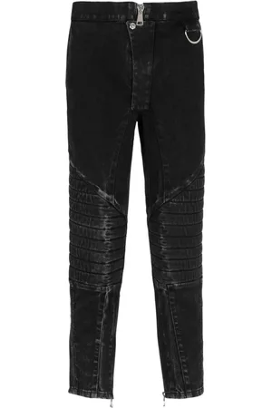 Balmain Jeans, Herre, Sort, W35, Bomuld, Ribbet bomulds slim-fit jeans