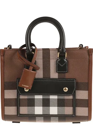 Burberry Taske, Dame, Flerfarvet, ONE SIZE, Uld, Mini Check Mønster Tote Taske
