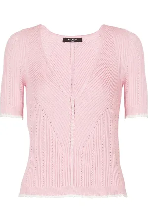 Balmain Strik, Dame, Lyserød, XS, Polyester, Strikket top