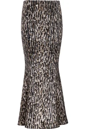 Balmain Nederdel, Dame, Gul, M, Uld, Lang nederdel med palietbroderi
