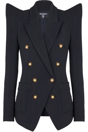 Balmain Jakke, Dame, Blå, 2XS, Uld, 8-knaps struktureret jakke