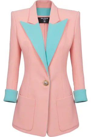 Balmain Jakke, Dame, Flerfarvet, S, Uld, 1-knap dobbelt crepe tofarvet jakke