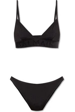 Balmain Badetøj, Dame, Sort, 2XS, Rhinestone Logo Bikini