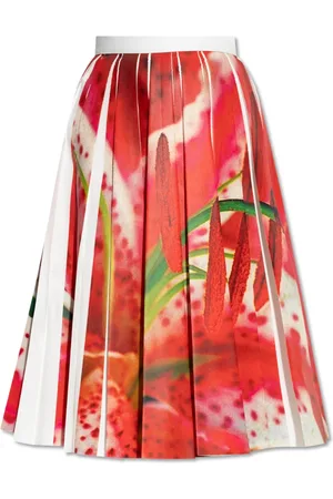 Tory Burch Nederdel, Dame, Rød, M, Uld, Plisseret nederdel med farverigt print